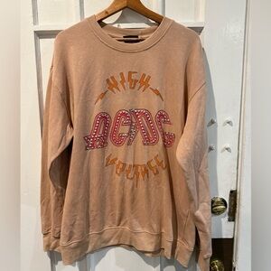 AC/DC High Voltage Beige Crewneck Sweater
